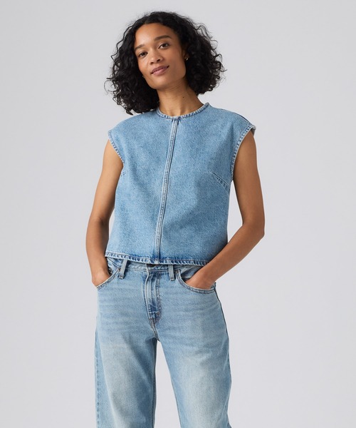 Levi's(リーバイス)の「Levi's/リーバイス デニムTシャツ(Tシャツ/カットソー・レディース・インディゴブルー・XS/M/S)」の2枚目の写真