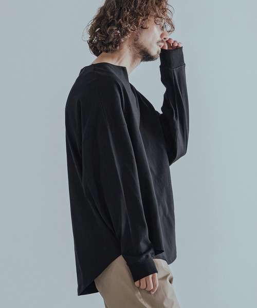 Magine（マージン）の「mlt5773-Heavyweight Open-End Jersey Key Neck T-Shirt キーネックTシャツ(MGN-263-027)（Tシャツ/カットソー・メンズ・ブラック/キナリ・44/46/48）」の4枚目の写真