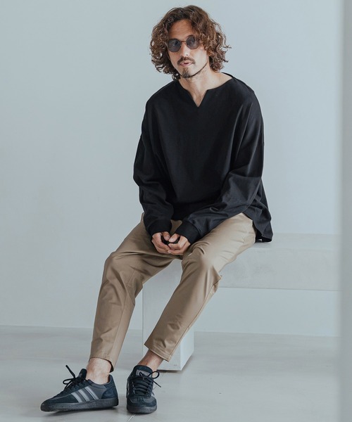 Magine（マージン）の「mlt5773-Heavyweight Open-End Jersey Key Neck T-Shirt キーネックTシャツ(MGN-263-027)（Tシャツ/カットソー・メンズ・ブラック/キナリ・44/46/48）」の5枚目の写真