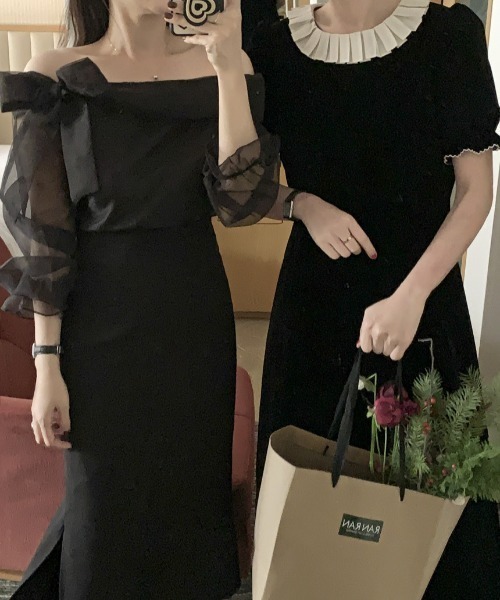 NoBelle（ノベル）の「肩リボンシアーオフショルダー　ワンホン系/財閥系/上品（シャツ/ブラウス・レディース・ブラック・FREE）」の13枚目の写真