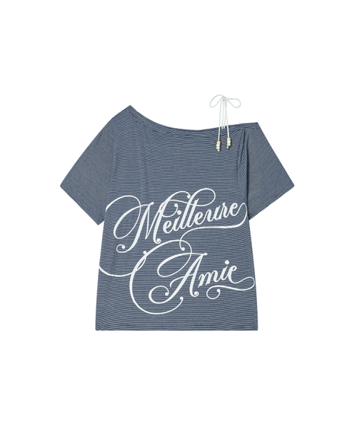 NYXX(エヌワイエックスエックス)の「TNSW KNOT OFF SHOULDER NAVY(Tシャツ/カットソー・レディース・ネイビー・FREE)」の2枚目の写真
