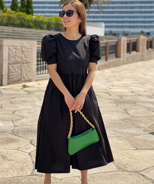 ST.ROONEY（セントルーニー）の「パフスリーブVバックワンピース【低身長・小柄女性向け】（ワンピース・レディース・ベージュ/ブラック・XS）」の11枚目の写真