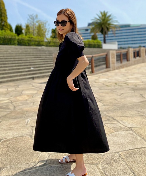 ST.ROONEY（セントルーニー）の「パフスリーブVバックワンピース【低身長・小柄女性向け】（ワンピース・レディース・ベージュ/ブラック・XS）」の12枚目の写真