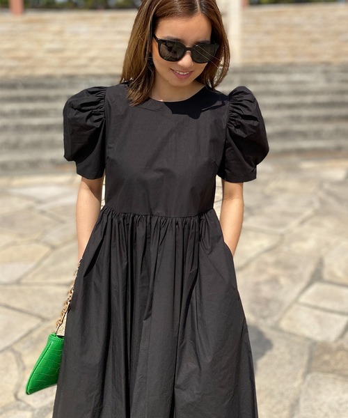 ST.ROONEY（セントルーニー）の「パフスリーブVバックワンピース【低身長・小柄女性向け】（ワンピース・レディース・ベージュ/ブラック・XS）」の13枚目の写真