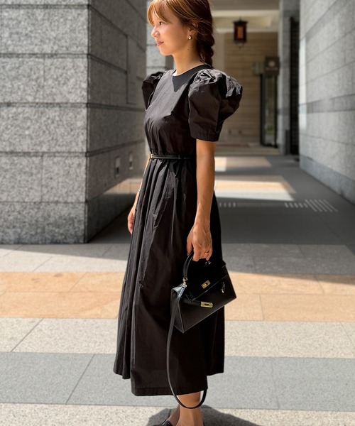 ST.ROONEY（セントルーニー）の「パフスリーブVバックワンピース【低身長・小柄女性向け】（ワンピース・レディース・ベージュ/ブラック・XS）」の14枚目の写真