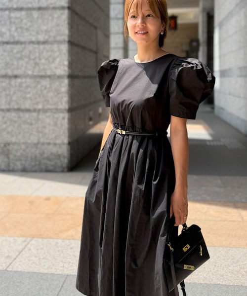 ST.ROONEY（セントルーニー）の「パフスリーブVバックワンピース【低身長・小柄女性向け】（ワンピース・レディース・ベージュ/ブラック・XS）」の15枚目の写真