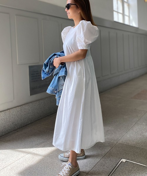 ST.ROONEY（セントルーニー）の「パフスリーブVバックワンピース【低身長・小柄女性向け】（ワンピース・レディース・ベージュ/ブラック・XS）」の19枚目の写真