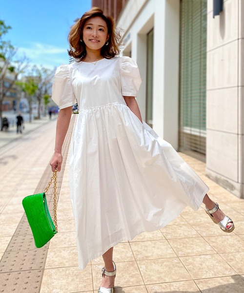 ST.ROONEY（セントルーニー）の「パフスリーブVバックワンピース【低身長・小柄女性向け】（ワンピース・レディース・ベージュ/ブラック・XS）」の20枚目の写真