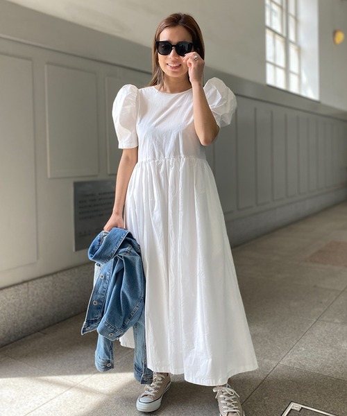 ST.ROONEY（セントルーニー）の「パフスリーブVバックワンピース【低身長・小柄女性向け】（ワンピース・レディース・ベージュ/ブラック・XS）」の21枚目の写真