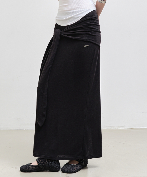 NICK&NICOLE（ニックアンドニコール）の「WRAP TIE LONG SKIRT_BLACK（スカート・レディース・その他・FREE）」の2枚目の写真