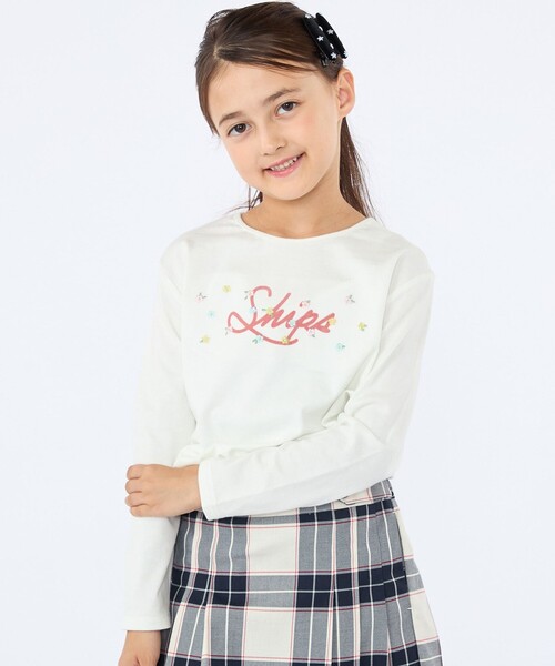 PRIDE ロングスリーブ カットソー 36号 Sサイズ ホワイト ロゴ SHIPS KIDS:100～130cm /フラワー ロゴ ロングスリーブ Tシャツ（T