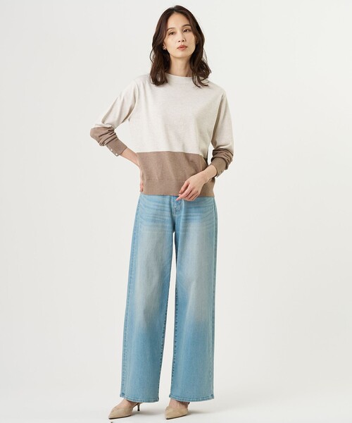 J.PRESS Ladies（J.プレス レディス）の「Vis/Peスパーク カラーブロッキング ニット（ニット/セーター・レディース・アイボリー系1/ダルブルー系1・SMALL）」の5枚目の写真