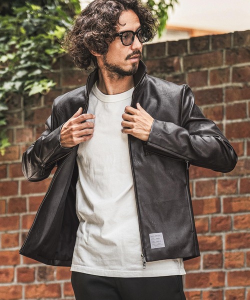 wjk reluxe(ダブルジェーケーリラックス)の「mj11771- Stand Collar Synthetic Leather Riders Jacket ライダースジャケット(WR26W-01)(ライダースジャケット・メンズ・ブラック/グレー/ブラウン・L/M/S)」の6枚目の写真