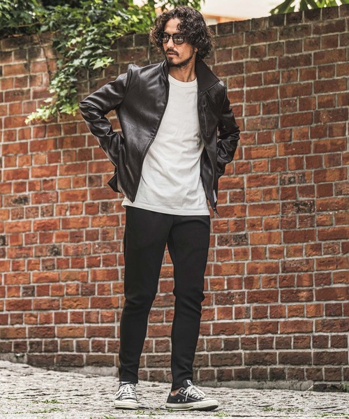wjk reluxe(ダブルジェーケーリラックス)の「mj11771- Stand Collar Synthetic Leather Riders Jacket ライダースジャケット(WR26W-01)(ライダースジャケット・メンズ・ブラック/グレー/ブラウン・L/M/S)」の9枚目の写真