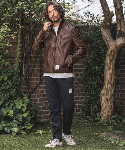 wjk reluxe(ダブルジェーケーリラックス)の「mj11771- Stand Collar Synthetic Leather Riders Jacket ライダースジャケット(WR26W-01)(ライダースジャケット・メンズ・ブラック/グレー/ブラウン・L/M/S)」の13枚目の写真