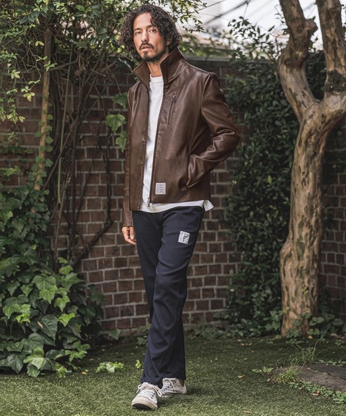 wjk reluxe(ダブルジェーケーリラックス)の「mj11771- Stand Collar Synthetic Leather Riders Jacket ライダースジャケット(WR26W-01)(ライダースジャケット・メンズ・ブラック/グレー/ブラウン・L/M/S)」の15枚目の写真