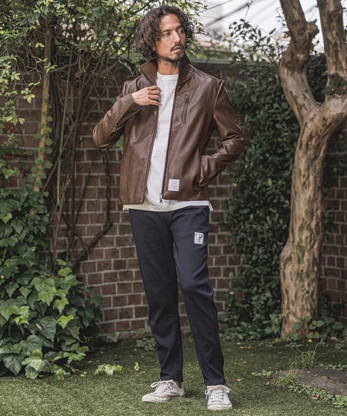 wjk reluxe(ダブルジェーケーリラックス)の「mj11771- Stand Collar Synthetic Leather Riders Jacket ライダースジャケット(WR26W-01)(ライダースジャケット・メンズ・ブラック/グレー/ブラウン・L/M/S)」の16枚目の写真