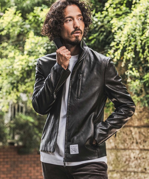 wjk reluxe(ダブルジェーケーリラックス)の「mj11771- Stand Collar Synthetic Leather Riders Jacket ライダースジャケット(WR26W-01)(ライダースジャケット・メンズ・ブラック/グレー/ブラウン・L/M/S)」の17枚目の写真