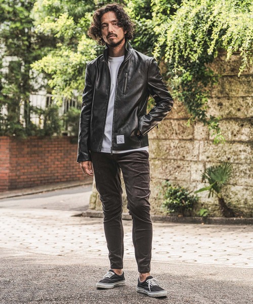 wjk reluxe(ダブルジェーケーリラックス)の「mj11771- Stand Collar Synthetic Leather Riders Jacket ライダースジャケット(WR26W-01)(ライダースジャケット・メンズ・ブラック/グレー/ブラウン・L/M/S)」の20枚目の写真