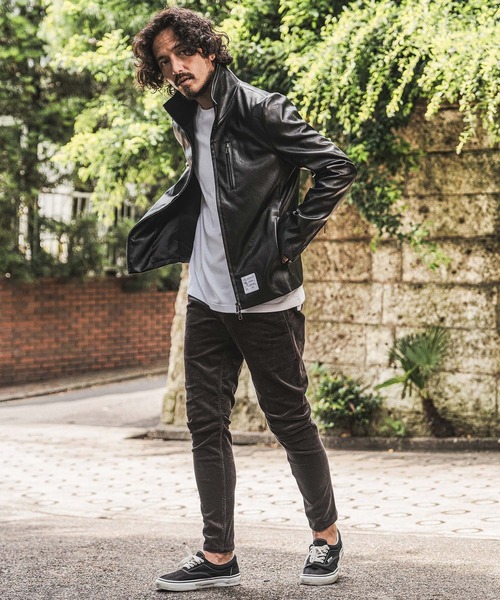 wjk reluxe(ダブルジェーケーリラックス)の「mj11771- Stand Collar Synthetic Leather Riders Jacket ライダースジャケット(WR26W-01)(ライダースジャケット・メンズ・ブラック/グレー/ブラウン・L/M/S)」の21枚目の写真
