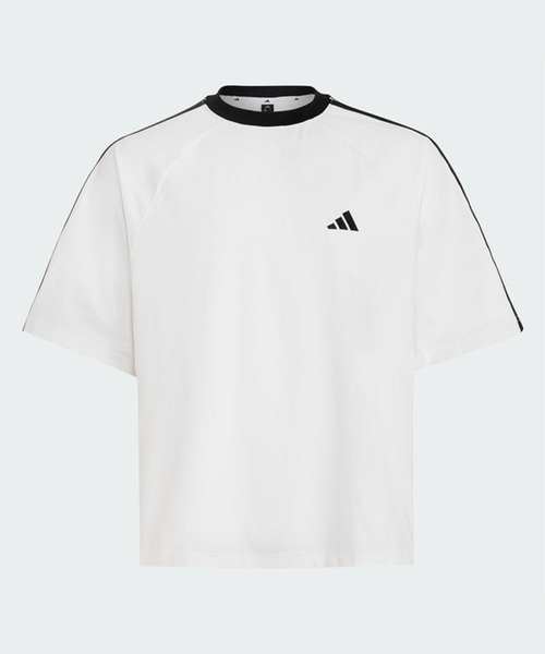 adidas(アディダス)の「クールフィーリング オーバーサイズフィット スリーストライプス 半袖Tシャツ / アディダス adidas(Tシャツ/カットソー・メンズ・ホワイト・XX-LARGE/3XL/LARGE/MEDIUM/SMALL/X-LARGE/X-SMALL)」の1枚目の写真