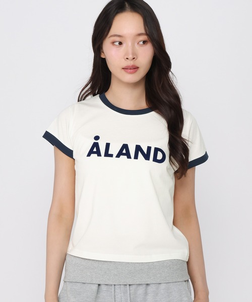 ALAND(エーランド)の「【UNISEX】ALAND/フロッキーロゴT(Tシャツ/カットソー・レディース・ピンク/チャコール/オフホワイト・LARGE/SMALL)」の2枚目の写真