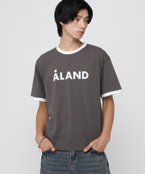 ALAND(エーランド)の「【UNISEX】ALAND/フロッキーロゴT(Tシャツ/カットソー・レディース・ピンク/チャコール/オフホワイト・LARGE/SMALL)」の1枚目の写真
