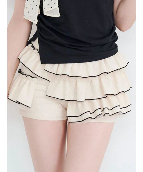 CALNAMUR（カルナムール）の「ティアードパンツ（その他パンツ・レディース・ブラック/ホワイト・SMALL/MEDIUM）」の2枚目の写真