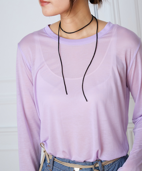 BASERANGE(ベースレンジ)の「Baserange ベースレンジ LONG SLEEVE TEE TTLSLY-AW26(Tシャツ/カットソー・レディース・パープル/チャコールグレー・FREE)」の8枚目の写真