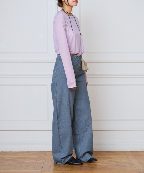BASERANGE(ベースレンジ)の「Baserange ベースレンジ LONG SLEEVE TEE TTLSLY-AW26(Tシャツ/カットソー・レディース・パープル/チャコールグレー・FREE)」の12枚目の写真