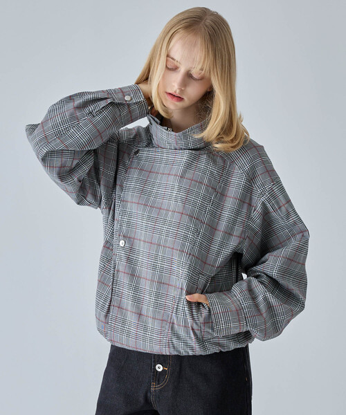 VELNUS（ベルナス）の「【VELNUS】Multiple Gimmick Short Check Blouson /マルチプルギミックショートチェックブルゾン（ブルゾン・メンズ・グレー/ベージュ・S/M/L）」の12枚目の写真