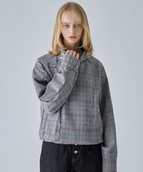 VELNUS（ベルナス）の「【VELNUS】Multiple Gimmick Short Check Blouson /マルチプルギミックショートチェックブルゾン（ブルゾン・メンズ・グレー/ベージュ・S/M/L）」の16枚目の写真