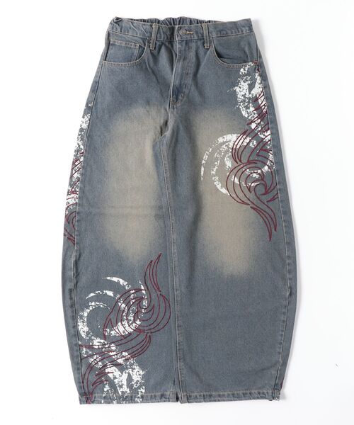 ARULE（アルール）の「A'GEM/9 × .kom 『FREE DEE/フリーディー』Tribal Graphic Balloon Denim Pants/トライバルグラフィックバルーンデニムパンツ（デニムパンツ・メンズ・ブラック/ブルー・M/L）」の5枚目の写真
