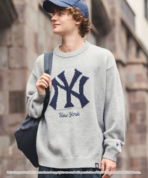 MLB Jacquard Logo Mohair Touch Knit / MLB別注 ジャガードロゴ刺繍 モヘアタッチニット<帯電防止/マシンウォッシャブル>