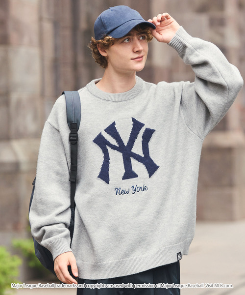 MLB(メジャーリーグベースボール)の「MLB Jacquard Logo Mohair Touch Knit / MLB別注 ジャガードロゴ刺繍 モヘアタッチニット<帯電防止/マシンウォッシャブル>(ニット/セーター・メンズ・ダークブラウン/アッシュグレー/アイボリー/ダークネイビー・S/M/L)」の21枚目の写真