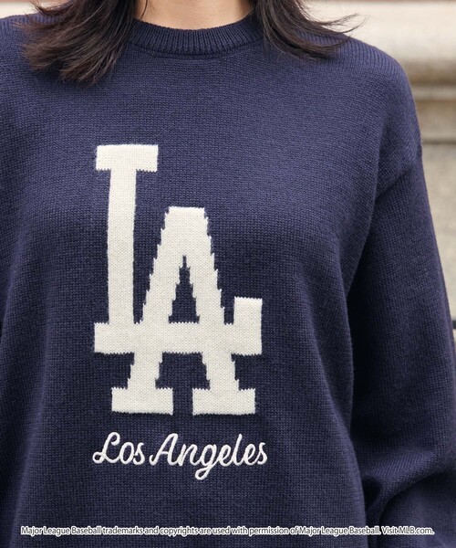 MLB(メジャーリーグベースボール)の「MLB Jacquard Logo Mohair Touch Knit / MLB別注 ジャガードロゴ刺繍 モヘアタッチニット<帯電防止/マシンウォッシャブル>(ニット/セーター・メンズ・ダークブラウン/アッシュグレー/アイボリー/ダークネイビー・S/M/L)」の15枚目の写真