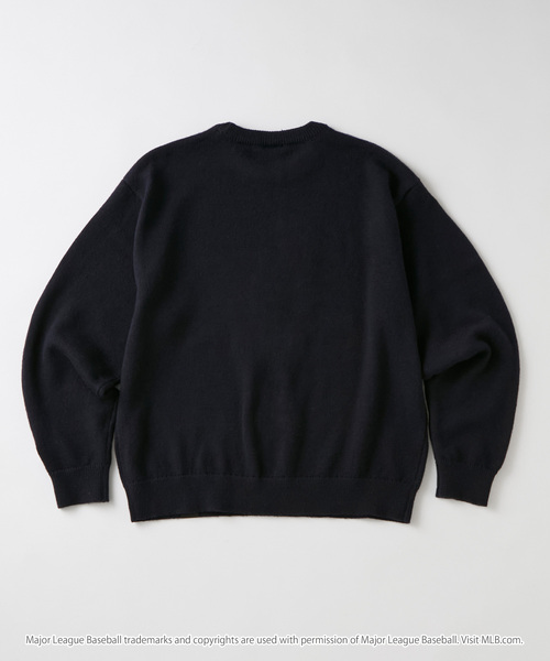 MLB(メジャーリーグベースボール)の「MLB Jacquard Logo Mohair Touch Knit / MLB別注 ジャガードロゴ刺繍 モヘアタッチニット<帯電防止/マシンウォッシャブル>(ニット/セーター・メンズ・ダークブラウン/アッシュグレー/アイボリー/ダークネイビー・S/M/L)」の7枚目の写真