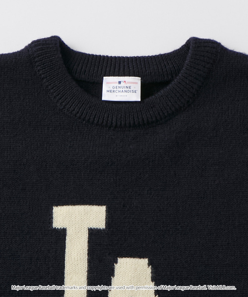 MLB(メジャーリーグベースボール)の「MLB Jacquard Logo Mohair Touch Knit / MLB別注 ジャガードロゴ刺繍 モヘアタッチニット<帯電防止/マシンウォッシャブル>(ニット/セーター・メンズ・ダークブラウン/アッシュグレー/アイボリー/ダークネイビー・S/M/L)」の8枚目の写真