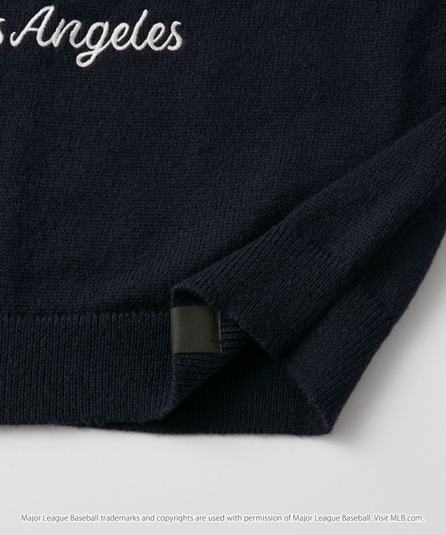 MLB(メジャーリーグベースボール)の「MLB Jacquard Logo Mohair Touch Knit / MLB別注 ジャガードロゴ刺繍 モヘアタッチニット<帯電防止/マシンウォッシャブル>(ニット/セーター・メンズ・ダークブラウン/アッシュグレー/アイボリー/ダークネイビー・S/M/L)」の13枚目の写真