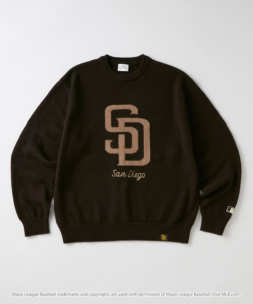 MLB(メジャーリーグベースボール)の「MLB Jacquard Logo Mohair Touch Knit / MLB別注 ジャガードロゴ刺繍 モヘアタッチニット<帯電防止/マシンウォッシャブル>(ニット/セーター・メンズ・ダークブラウン/アッシュグレー/アイボリー/ダークネイビー・S/M/L)」の6枚目の写真