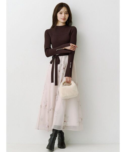 MERCURYDUO（マーキュリーデュオ）の「フラワードッキングワンピース（ワンピース・レディース・ブラウン/ブラック・SMALL/MEDIUM）」の2枚目の写真