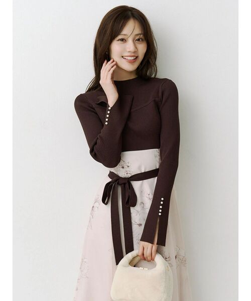 MERCURYDUO（マーキュリーデュオ）の「フラワードッキングワンピース（ワンピース・レディース・ブラウン/ブラック・SMALL/MEDIUM）」の6枚目の写真