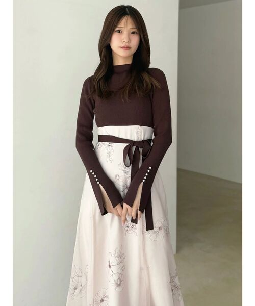 MERCURYDUO（マーキュリーデュオ）の「フラワードッキングワンピース（ワンピース・レディース・ブラウン/ブラック・SMALL/MEDIUM）」の11枚目の写真