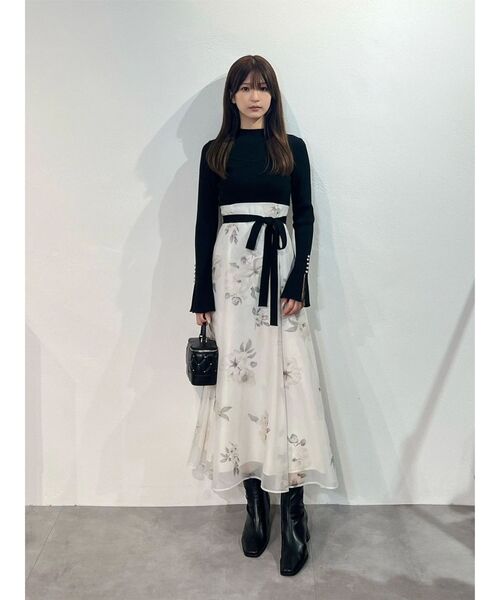 MERCURYDUO（マーキュリーデュオ）の「フラワードッキングワンピース（ワンピース・レディース・ブラウン/ブラック・SMALL/MEDIUM）」の20枚目の写真