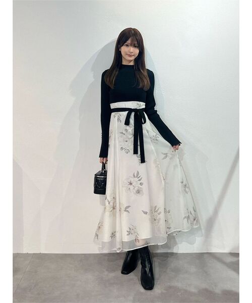 MERCURYDUO（マーキュリーデュオ）の「フラワードッキングワンピース（ワンピース・レディース・ブラウン/ブラック・SMALL/MEDIUM）」の21枚目の写真