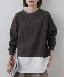 ワッフル裾切り替え長袖Tシャツ