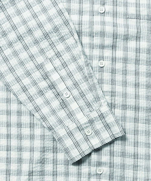 ADHOC（アドホック）の「男性ワンポケットチェック長袖シャツ (O-WHITE) (HC7LS01)（シャツ/ブラウス・メンズ・その他・100/105）」の4枚目の写真