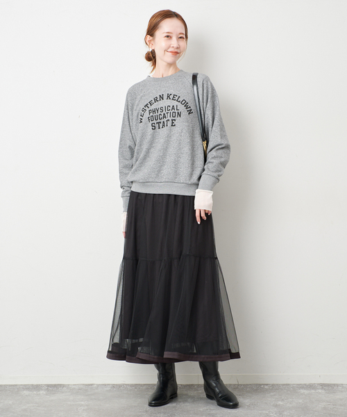 SLOBE IENA（スローブイエナ）の「MASON/メイソン SLOBE別注 ロゴスウェット（スウェット・レディース・サックスブルー/オレンジ/チャコールグレー・FREE）」の4枚目の写真
