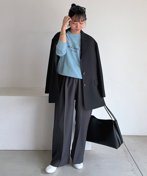SLOBE IENA（スローブイエナ）の「MASON/メイソン SLOBE別注 ロゴスウェット（スウェット・レディース・サックスブルー/オレンジ/チャコールグレー・FREE）」の12枚目の写真