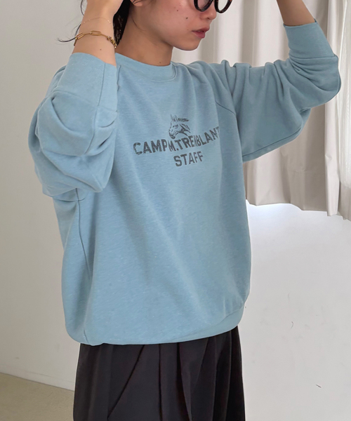 SLOBE IENA（スローブイエナ）の「MASON/メイソン SLOBE別注 ロゴスウェット（スウェット・レディース・サックスブルー/オレンジ/チャコールグレー・FREE）」の15枚目の写真